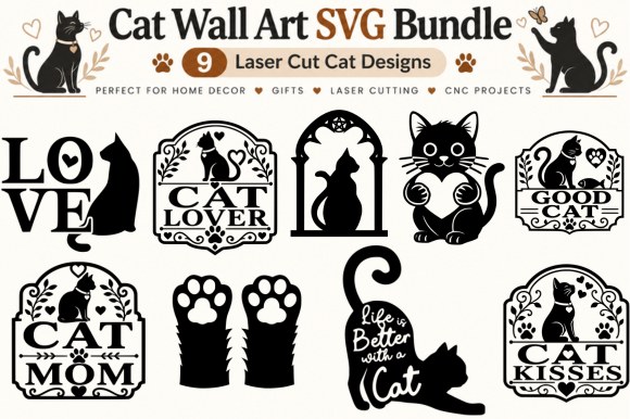 Cat Wall Art SVG Bundle