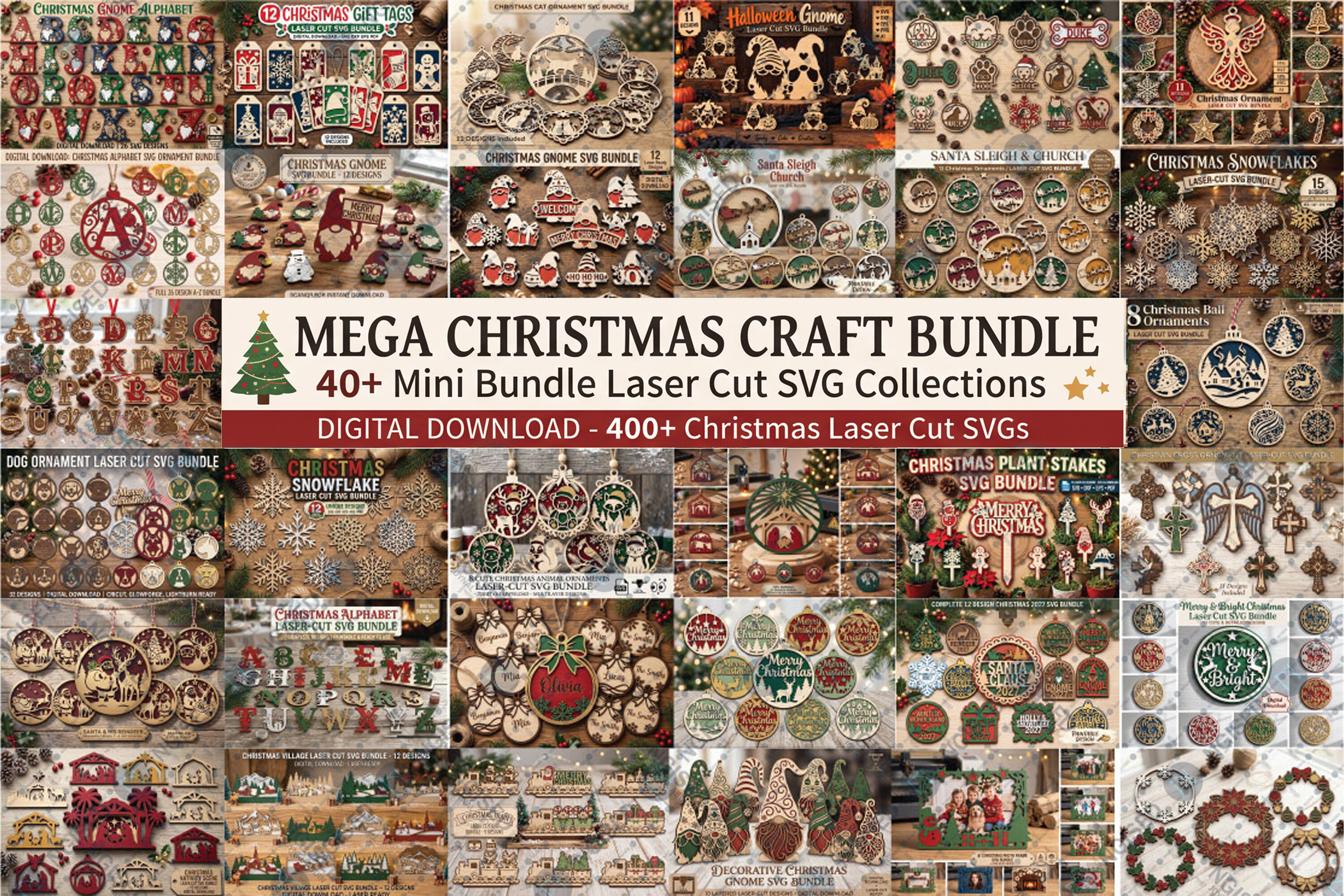 Christmas Craft Mega Bundle – 40+ Bundle laser cut file