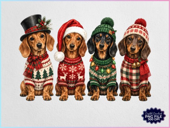 Christmas Dachshund Dog PNG