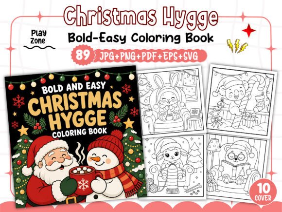 Christmas Hygge Coloring Book Bold Easy