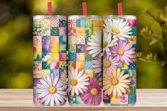 Colorful Daisy Patchwork Tumbler Wrap
