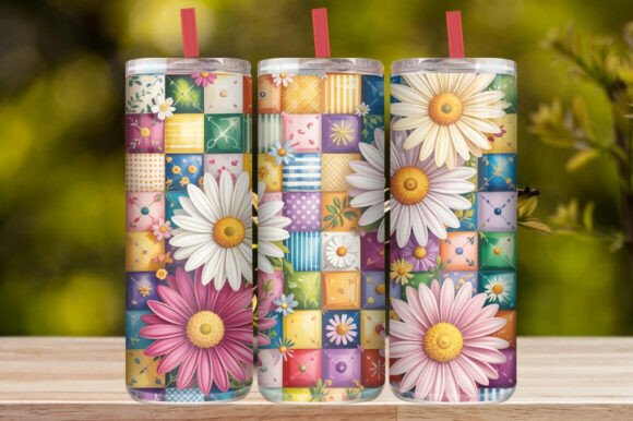 Colorful Daisy Patchwork Tumbler Wrap