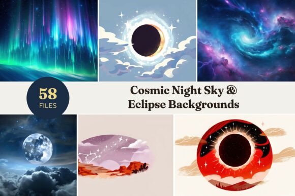 Cosmic Night Sky & Eclipse Backgrounds