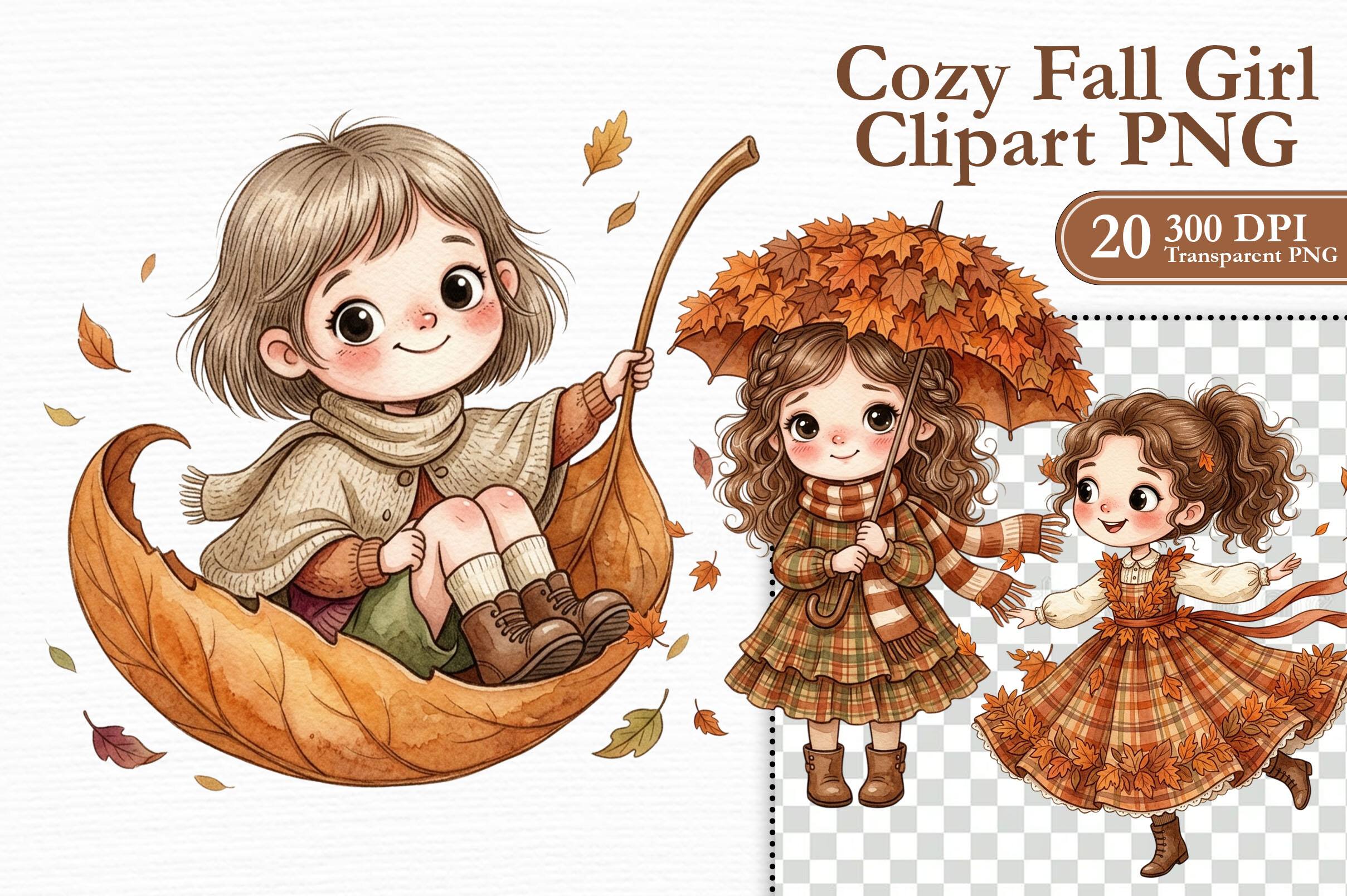 Cozy Fall Girl Clipart PNG