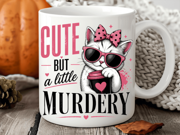Cute but Murdery Cat Coffee Mug Wrap