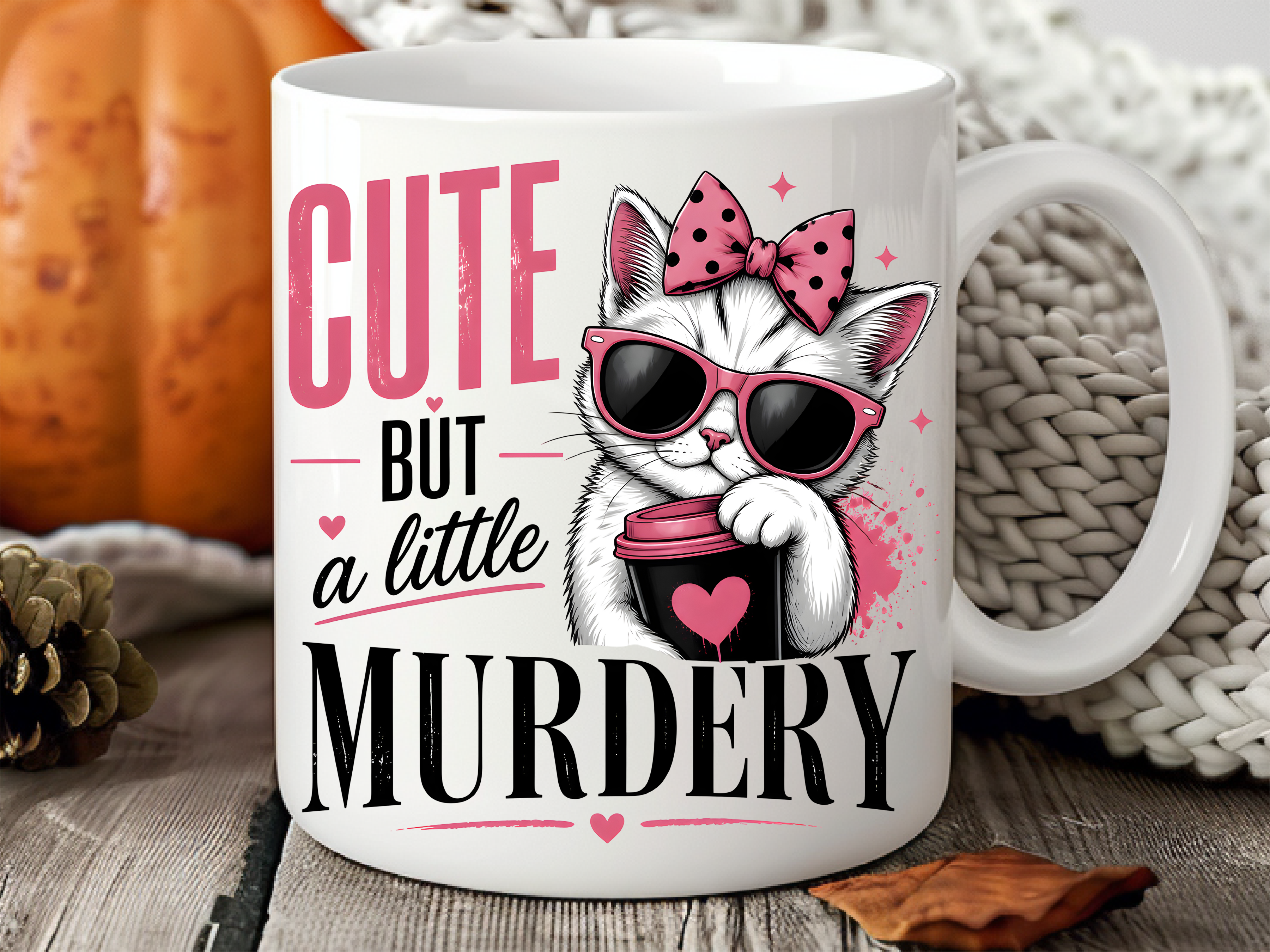 Cute but Murdery Cat Coffee Mug Wrap