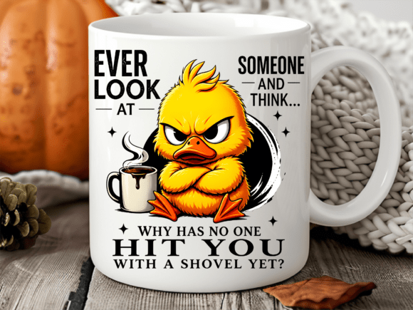 Cute Funny Angry Duck Quote Mug Wrap