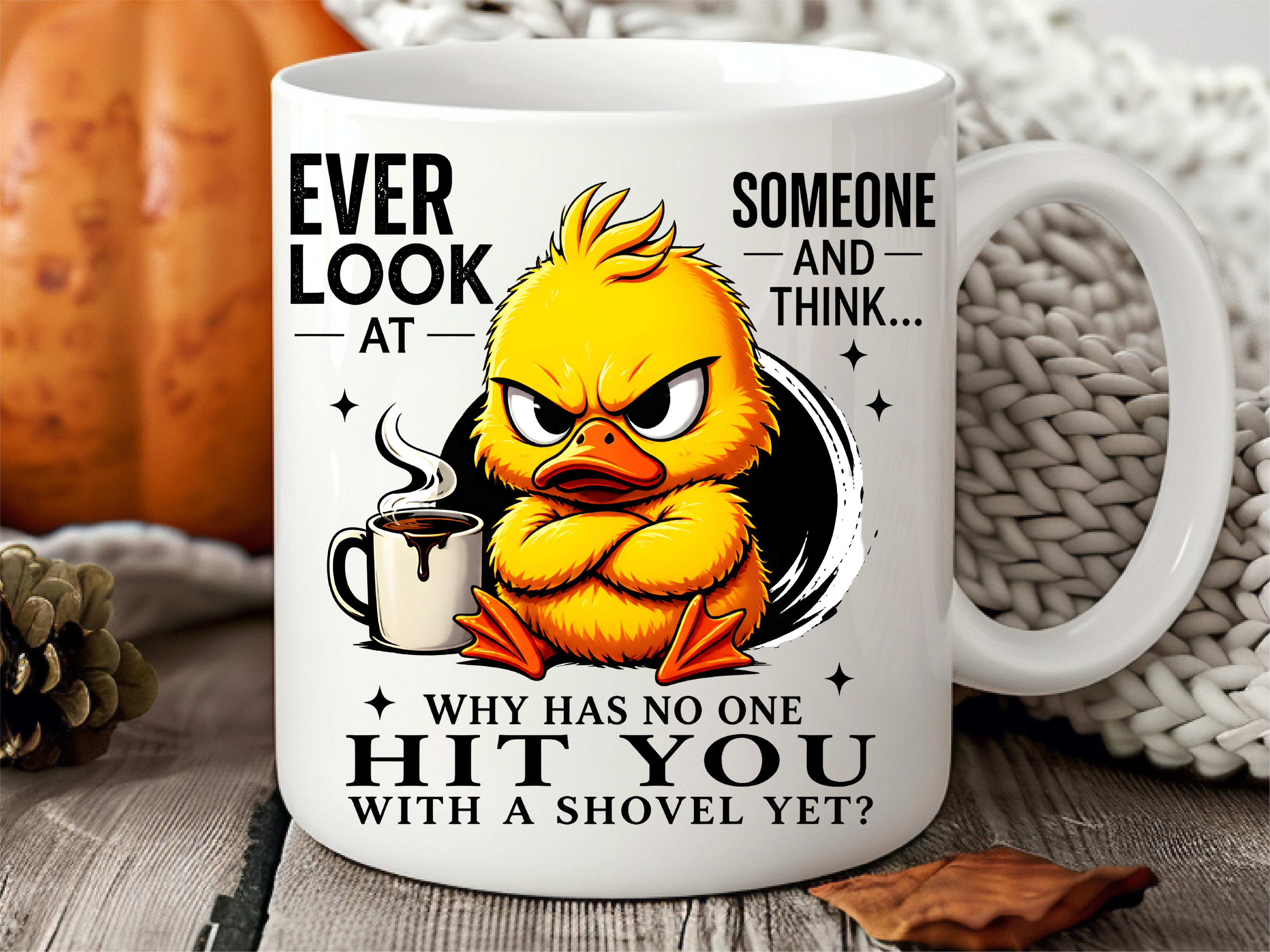 Cute Funny Angry Duck Quote Mug Wrap