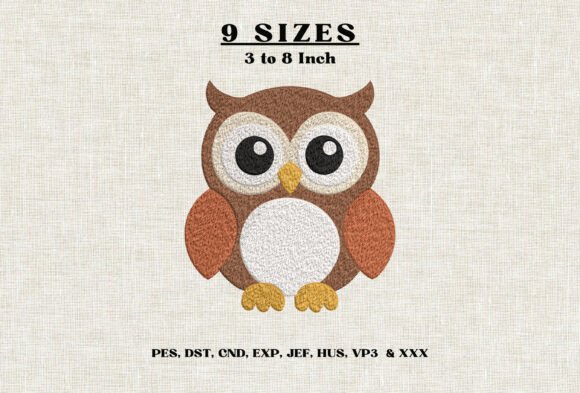 Cute Owl Embroidery Design Woodland DST