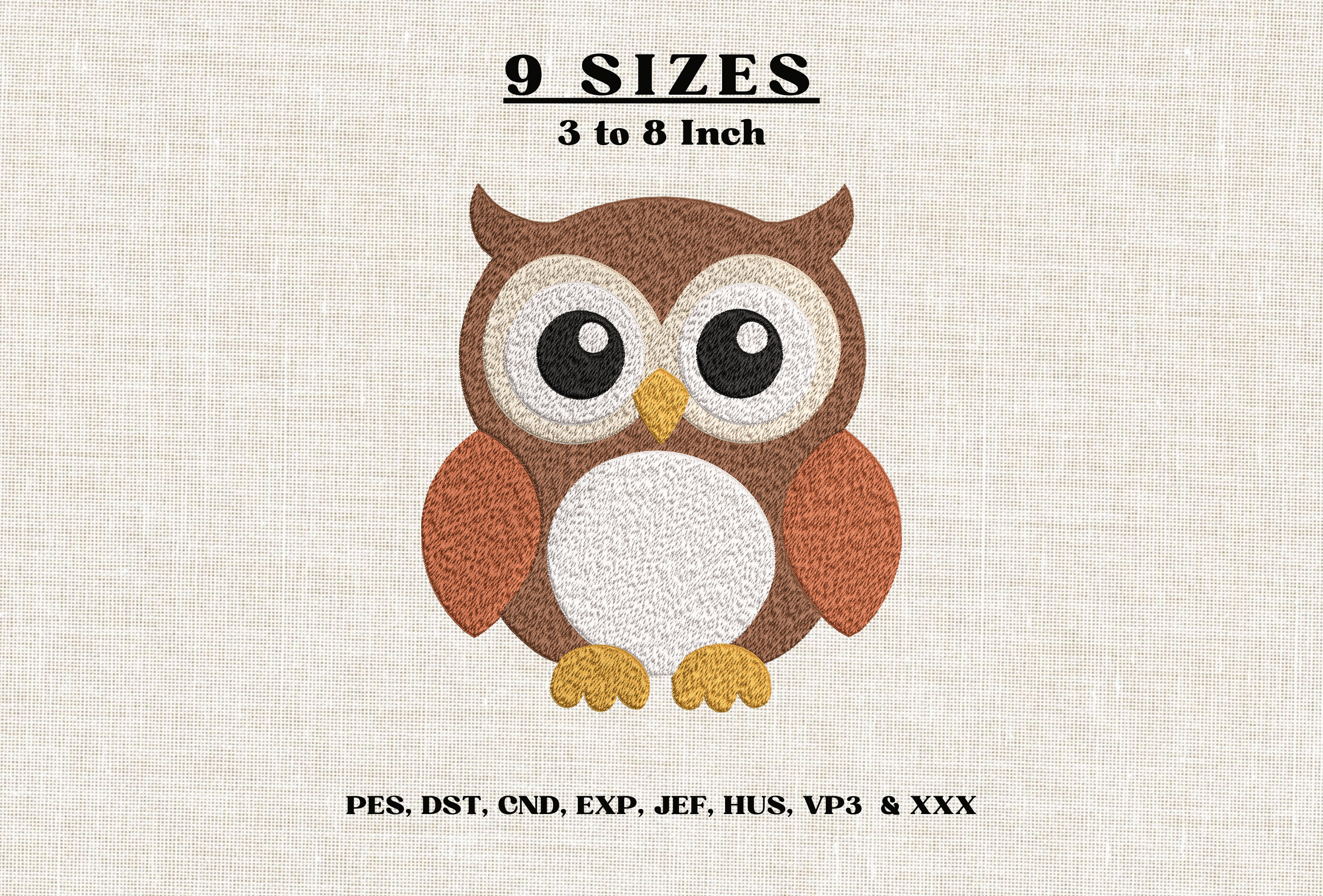 Cute Owl Embroidery Design Woodland DST