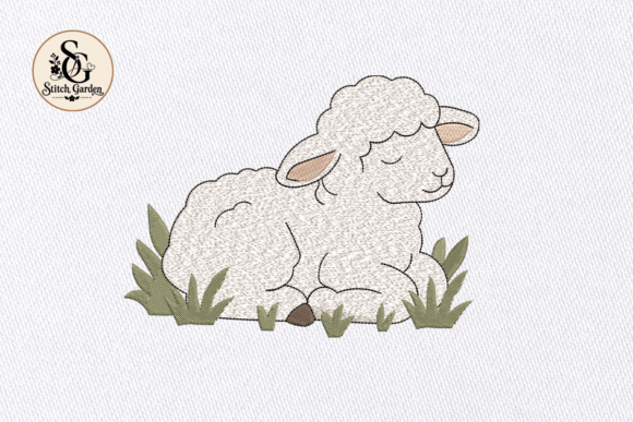 Cute Sleeping Lamb Embroidery Design