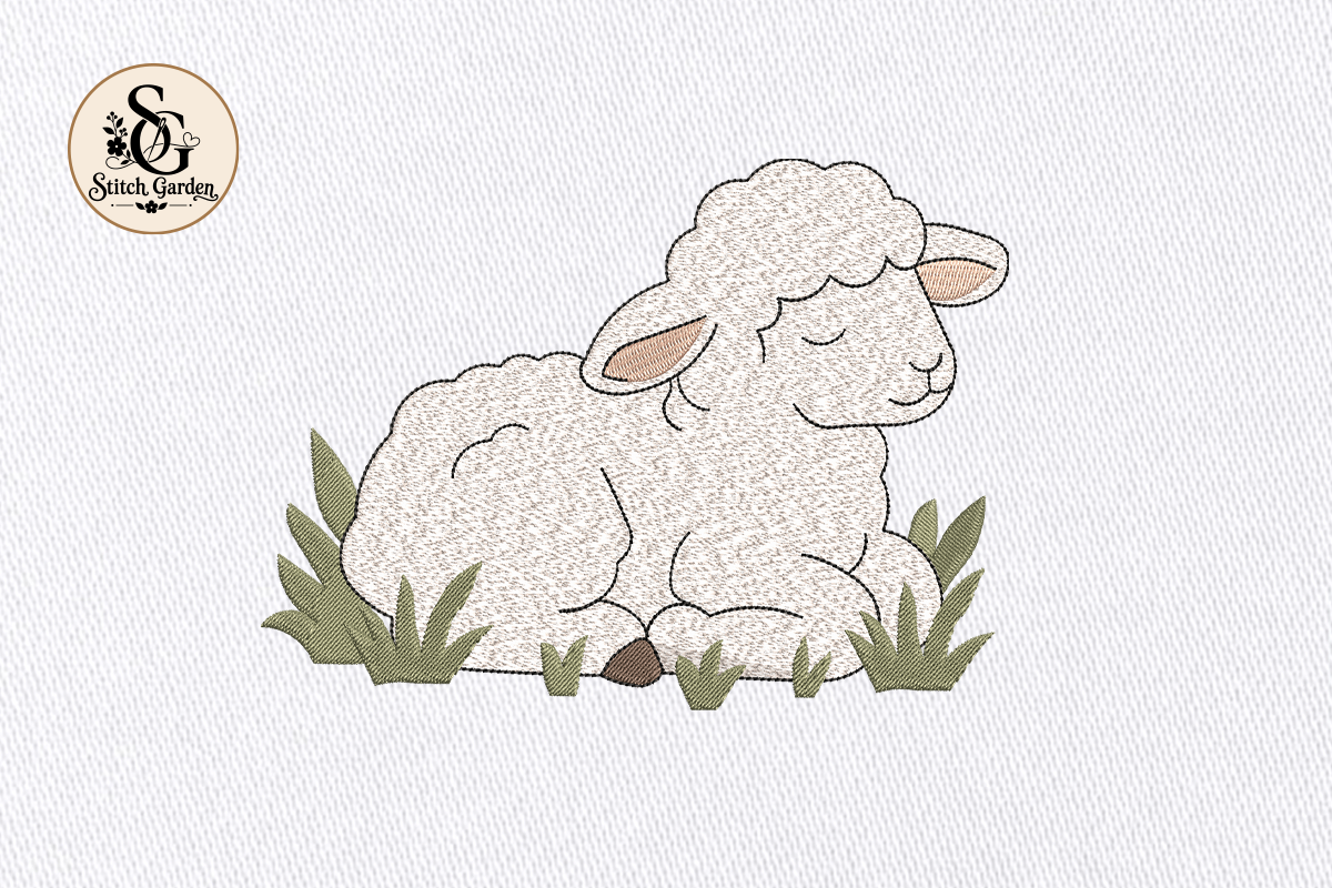 Cute Sleeping Lamb Embroidery Design