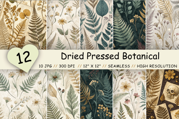 Dried Pressed Botanical Digital Paper