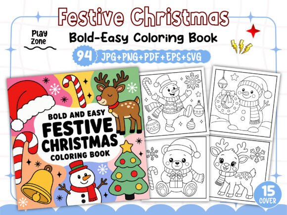 Easy Festive Christmas Coloring Book