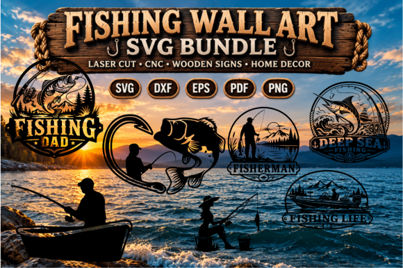 Fishing Wall Art SVG Bundle