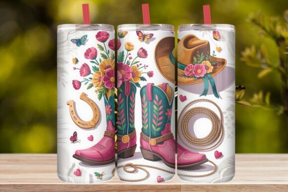 Floral Cowgirl Boots Tumbler Wrap