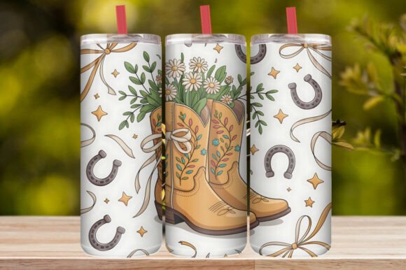 Floral Cowgirl Boots Tumbler Wrap
