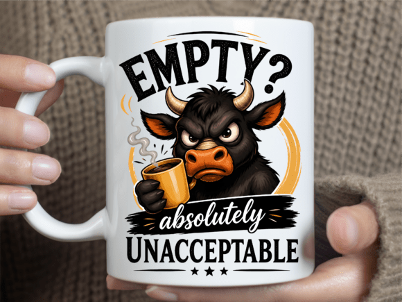 Funny Angry Bull Coffee Quote Mug Wrap Graphics
