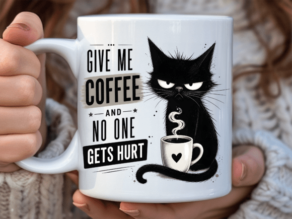 Funny Black Cat Coffee Mug Wrap