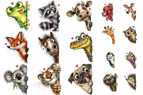 Funny Peeking Animal PNG Bundle