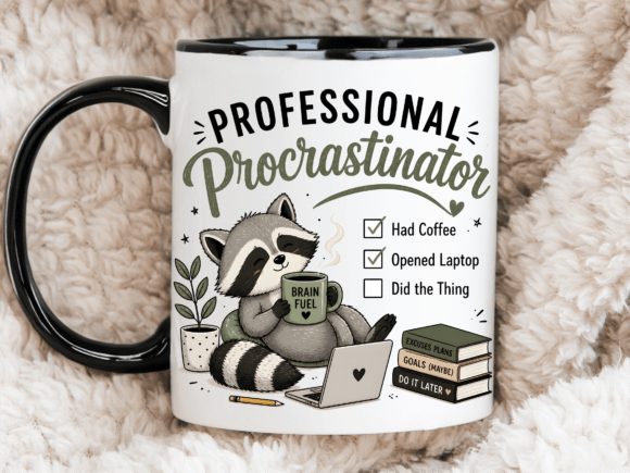 Funny Procrastinator Raccoon Mug Wrap