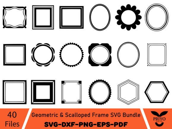 Geometric & Scalloped Frame SVG Bundle