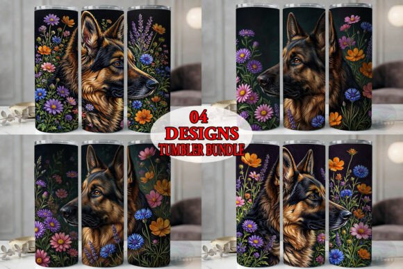 German Shepherd Floral Tumbler Bundle