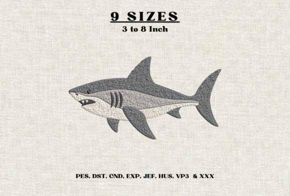 Great White Shark Embroidery Design DST