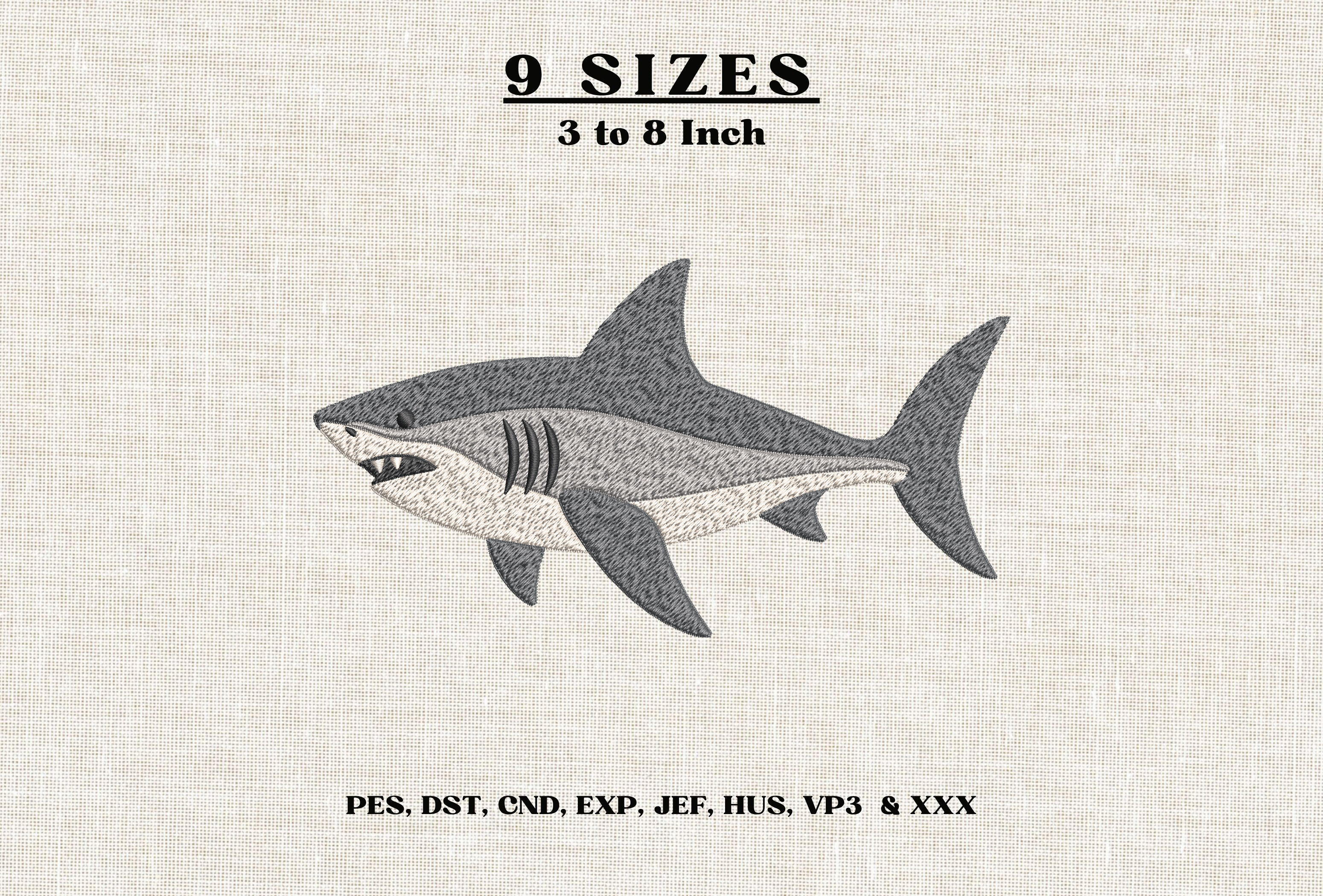 Great White Shark Embroidery Design DST