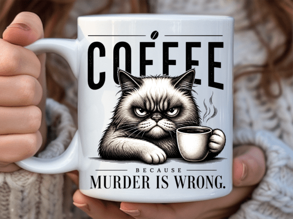 Grumpy Cat Coffee Quote Mug Wrap Graphics