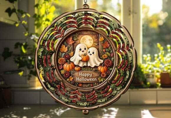 Halloween Ghost Couple Wind Spinner PNG