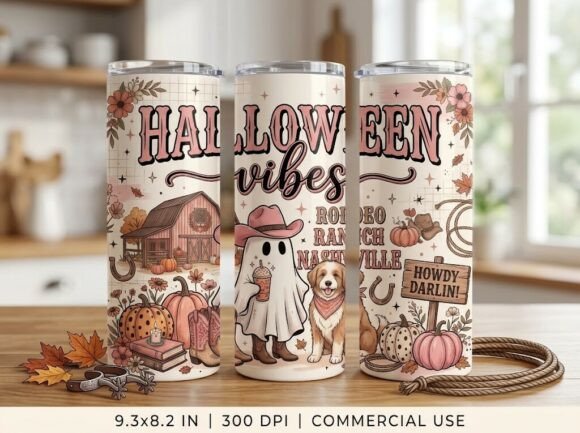 Halloween Ghost Cowgirl Tumbler Design