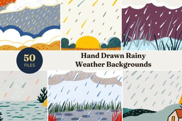 Hand-Drawn Rainy Weather Backgrounds
