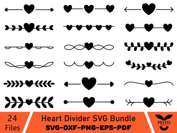 Heart Divider SVG Bundle, Page Border