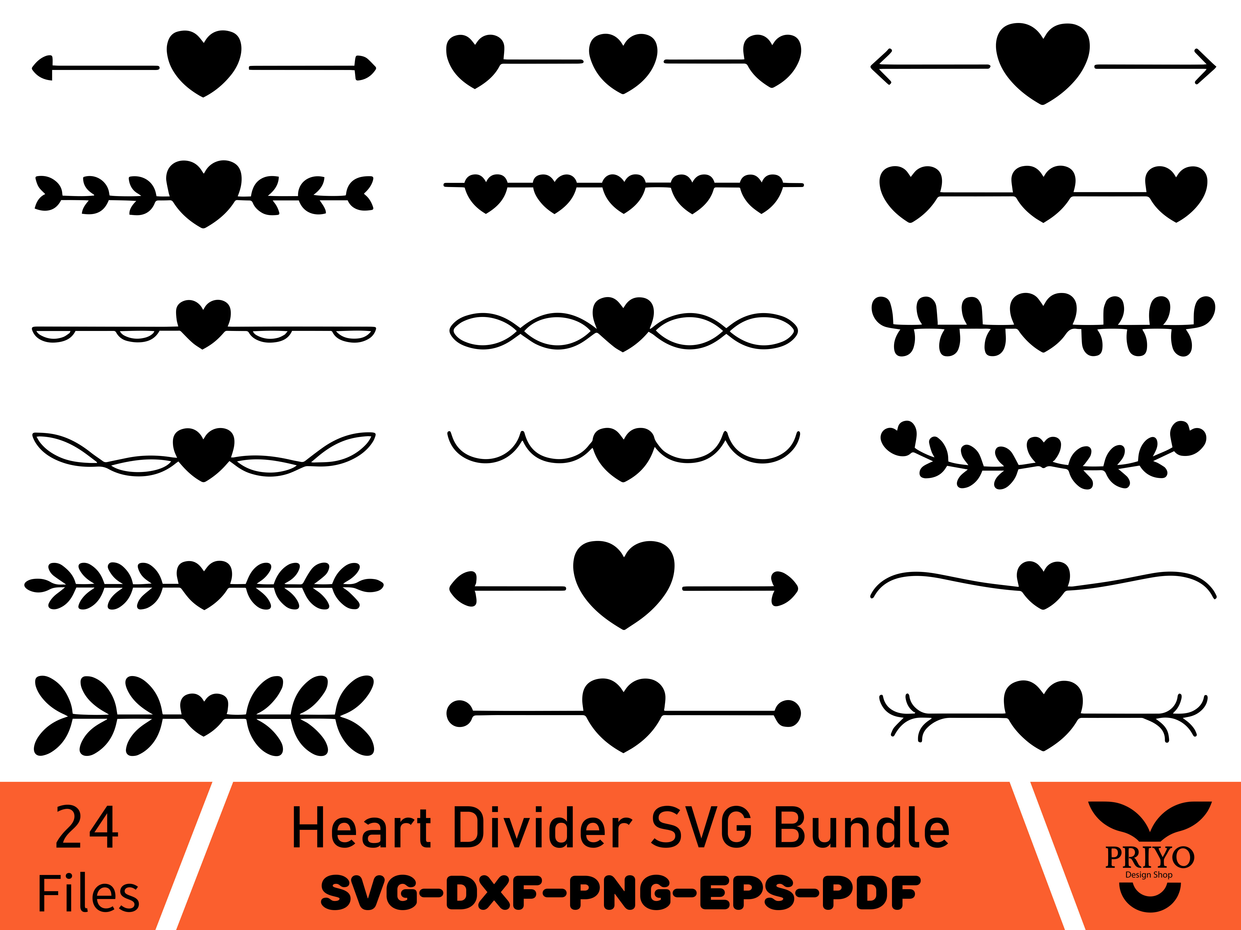 Heart Divider SVG Bundle, Page Border