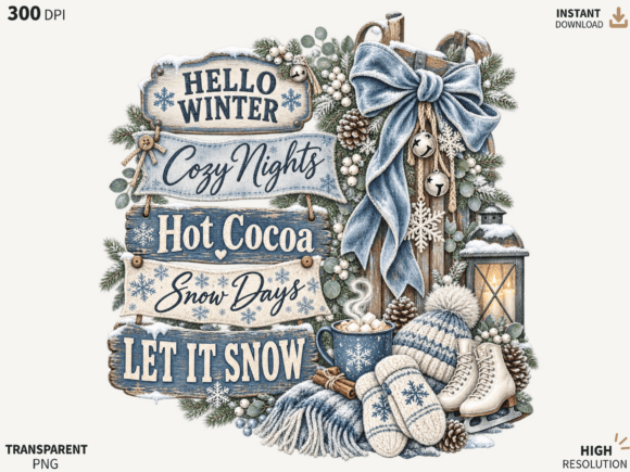 Hello Winter Cozy Nights PNG, Let It Sno