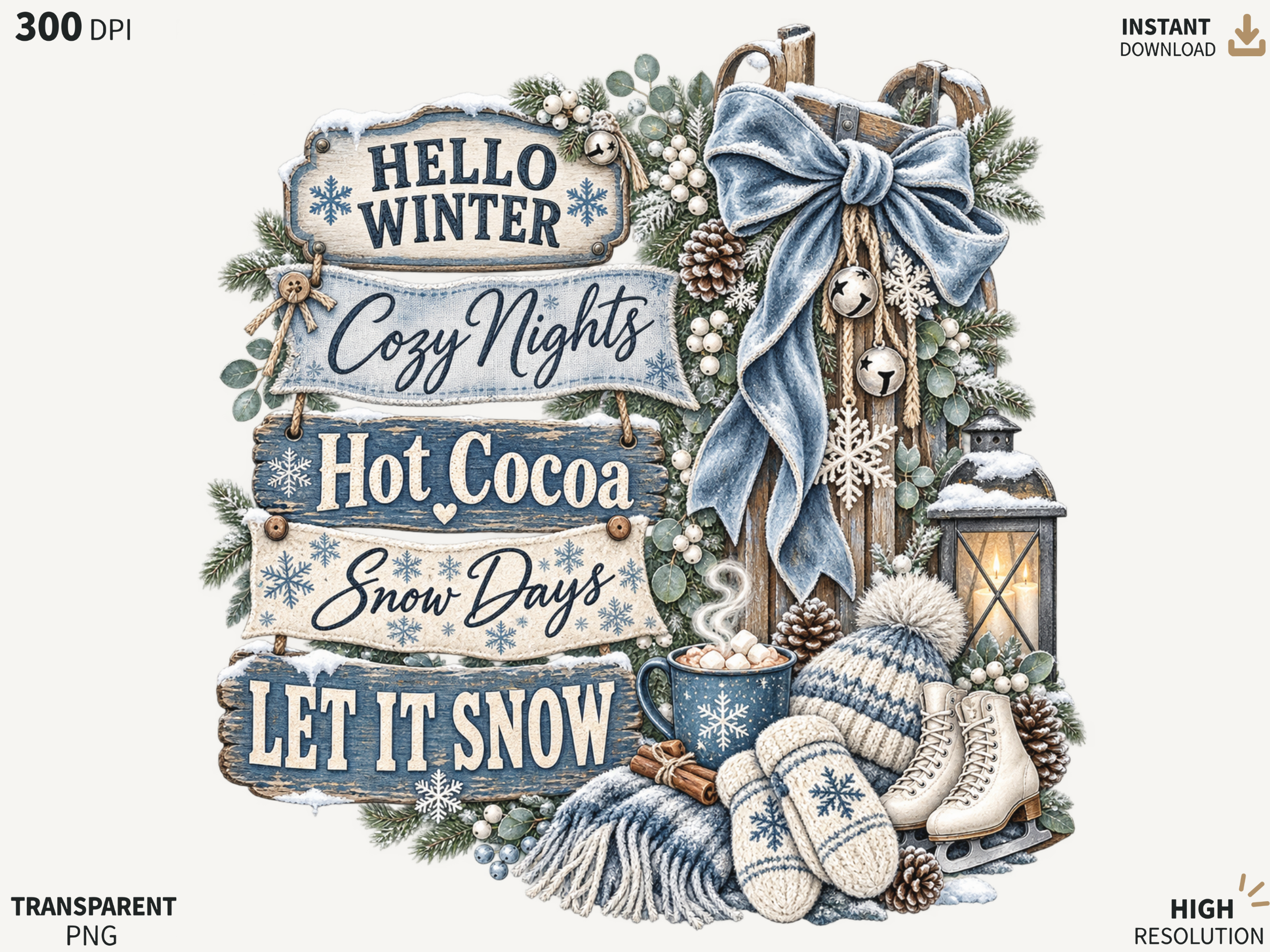 Hello Winter Cozy Nights PNG, Let It Sno