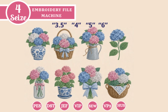 Hydrangea Embroidery Design