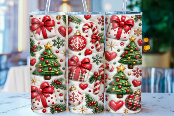 Inflated Christmas Tree Tumbler Wrap PNG