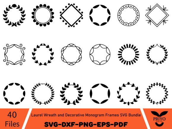 Laurel Wreath and Decorative Monogram