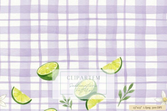 Lime Gingham Watercolor Seamless Pattern