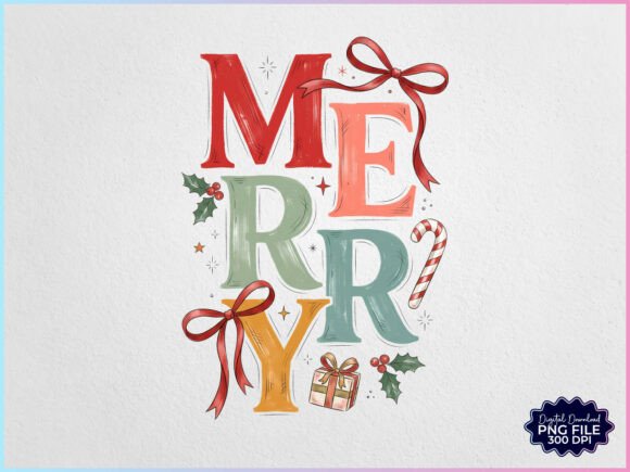 Merry Christmas Coquette Bow PNG
