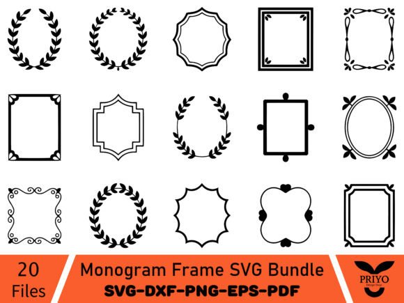 Monogram Frame SVG Bundle, Laurel Wreath