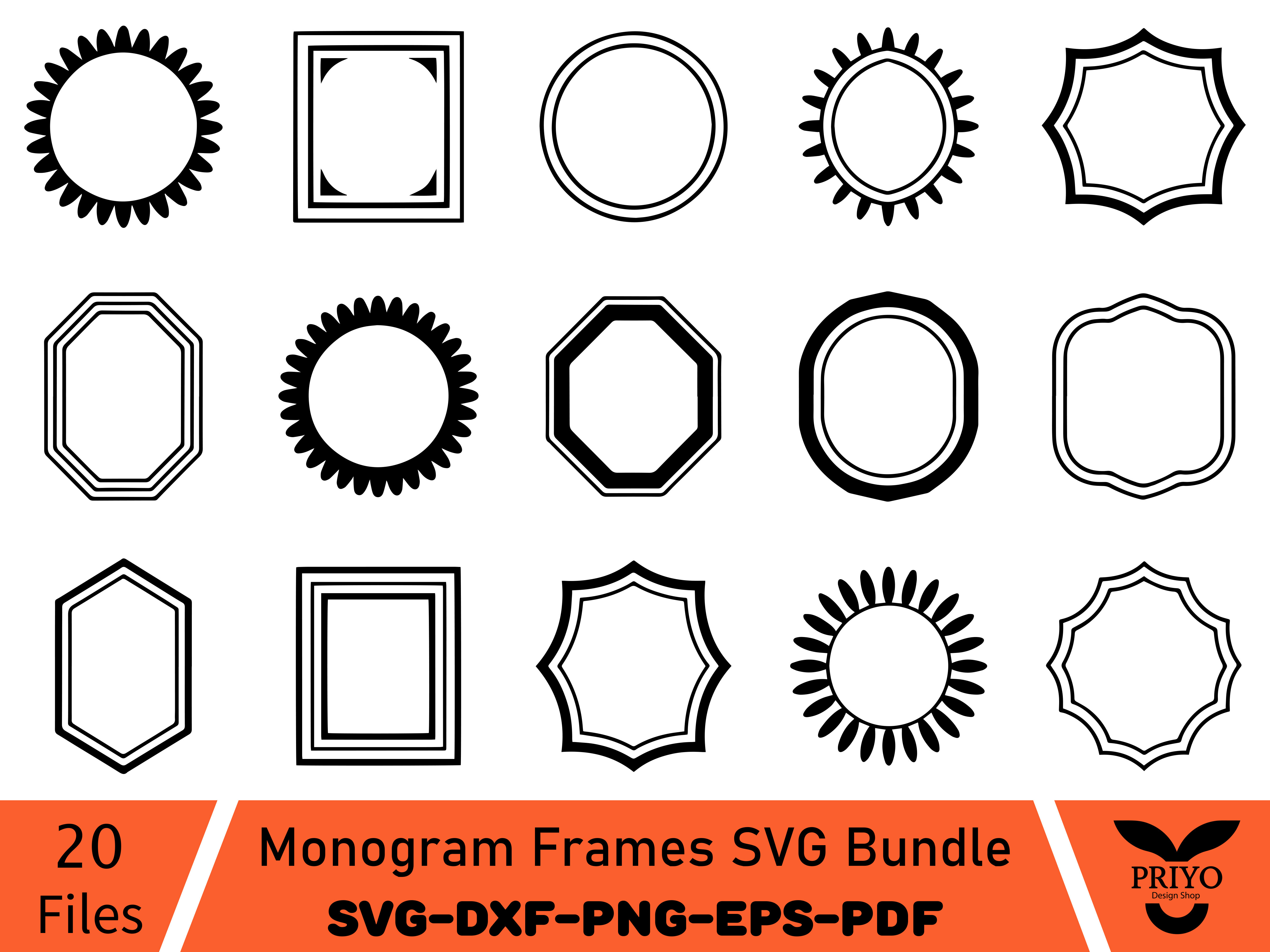 Monogram Frames SVG Bundle