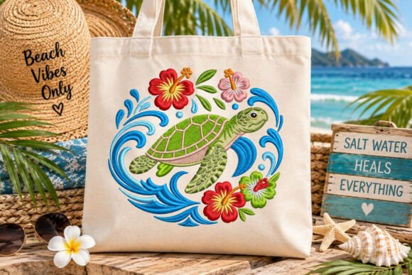 Ocean Life Sea Turtle Embroidery Design