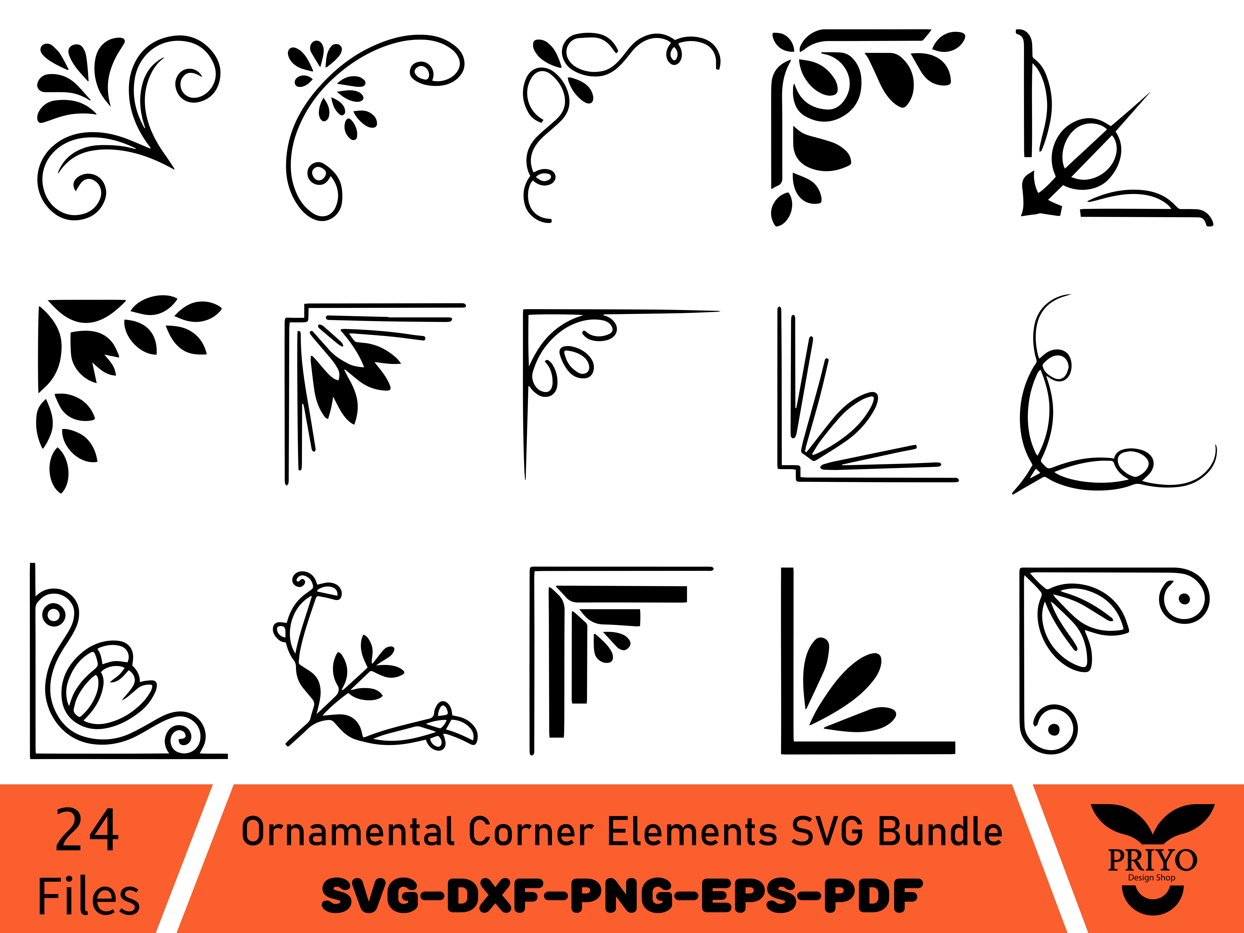 Ornamental Corner Elements SVG Bundle