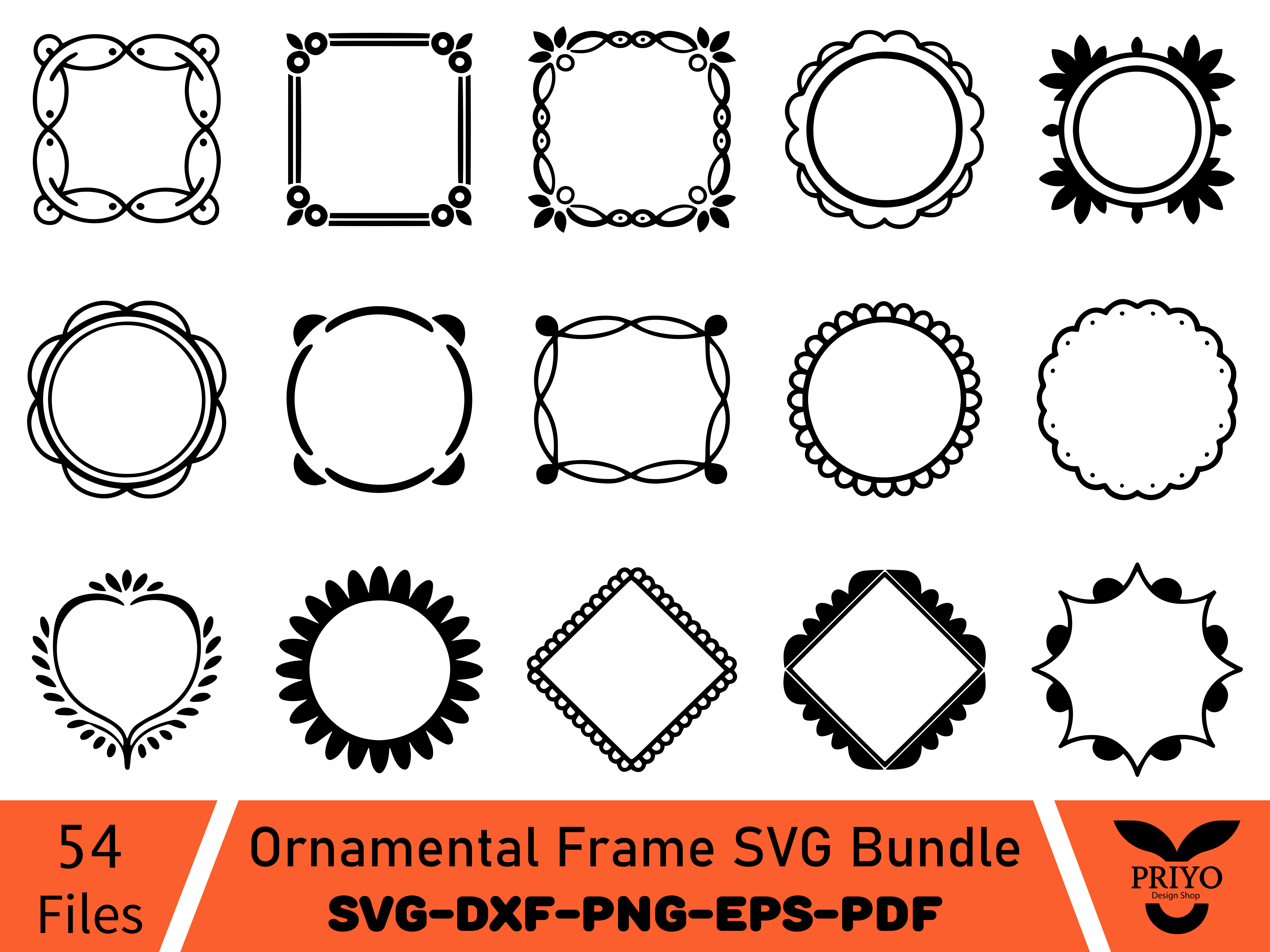 Ornamental Frame SVG Bundle, Ornate SVG