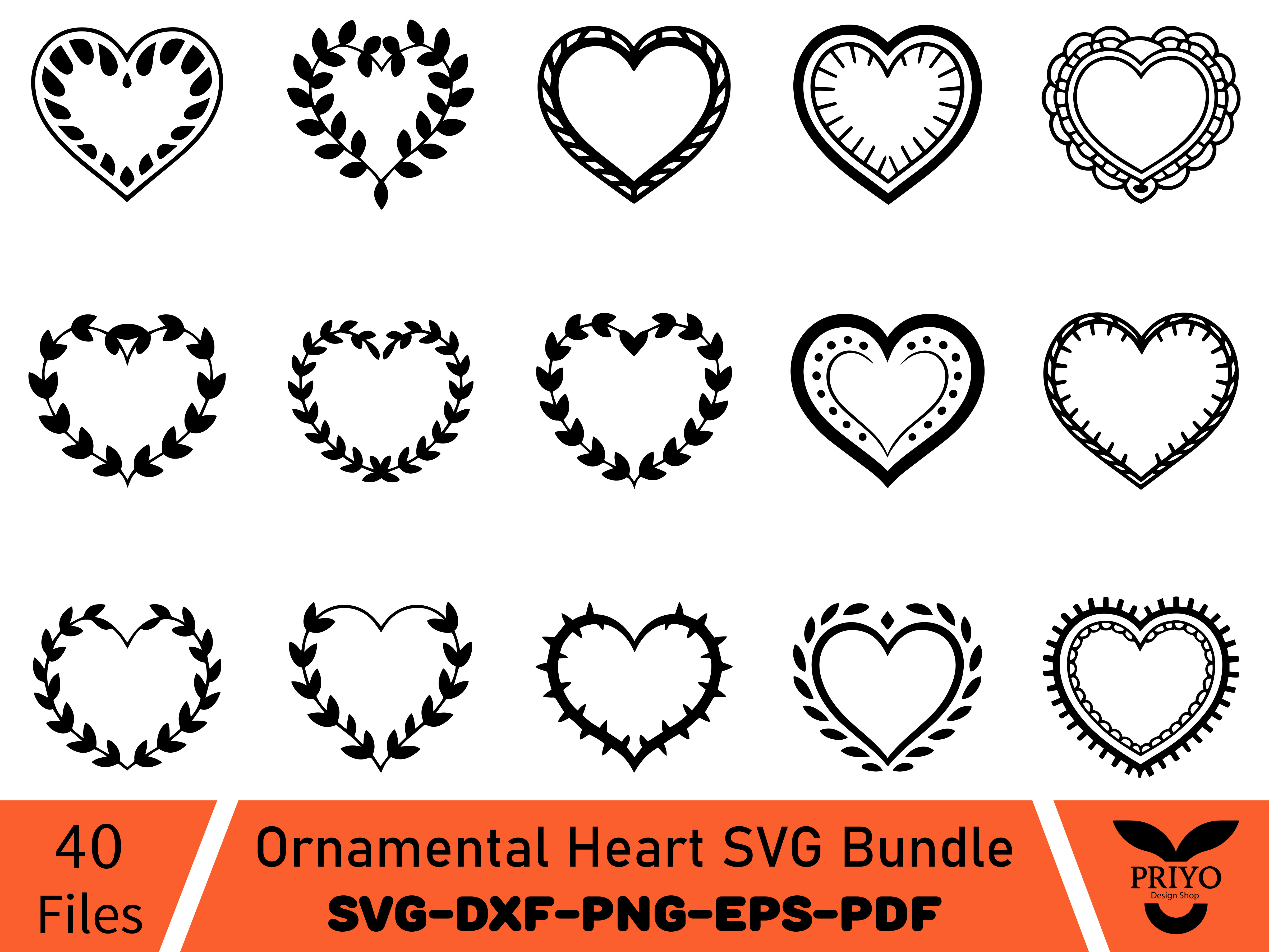 Ornamental Heart SVG Bundle