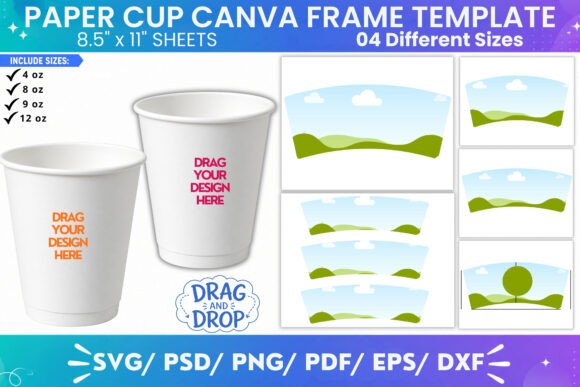 Paper Cup Canva Frame Editable Template