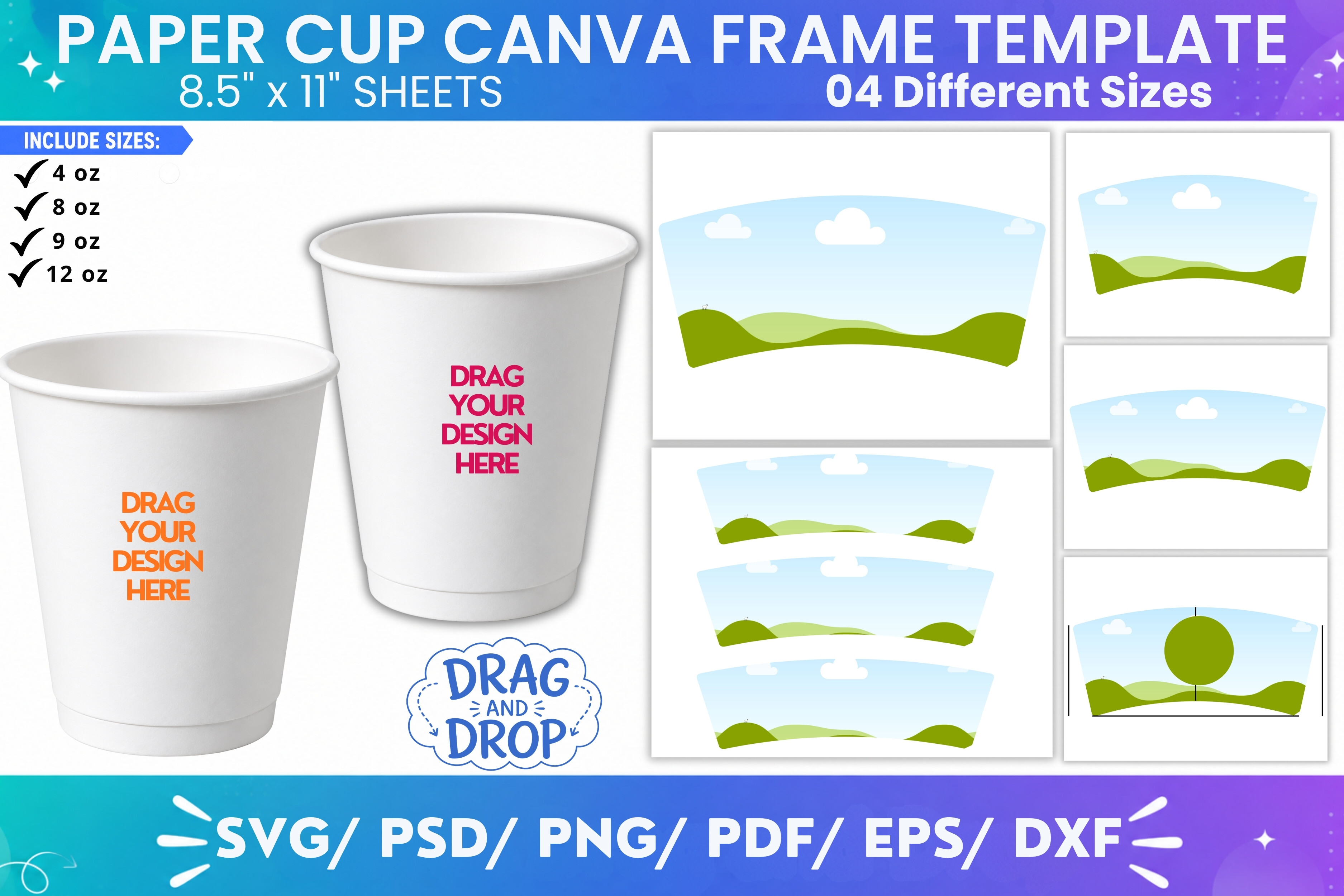 Paper Cup Canva Frame Editable Template